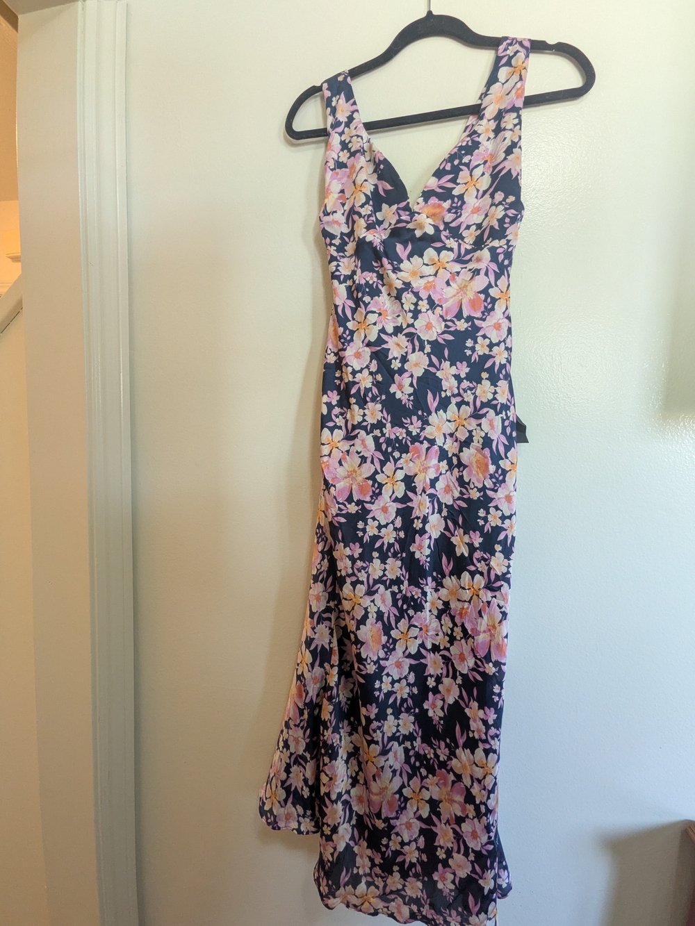 Lulu's Navy Floral Maxi Dress with Pink and Cream Blooms